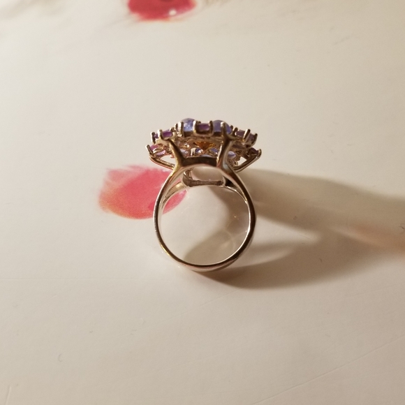 Vintage Sterling Silver Princess Ring with Tanzanite, Amethyst and Citrine - Picture 12 of 16